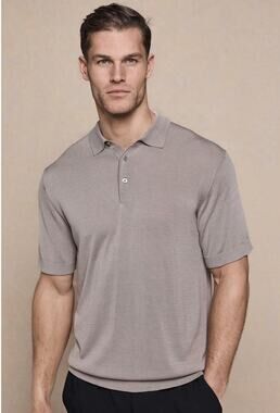 RAITH-PABLO HALF PLACKET SHORT SLEEVE KNITTED POLO - SAND